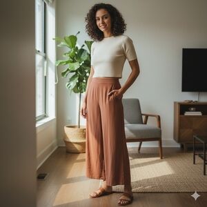 Eileen Fisher Rust Wide-Leg Pants